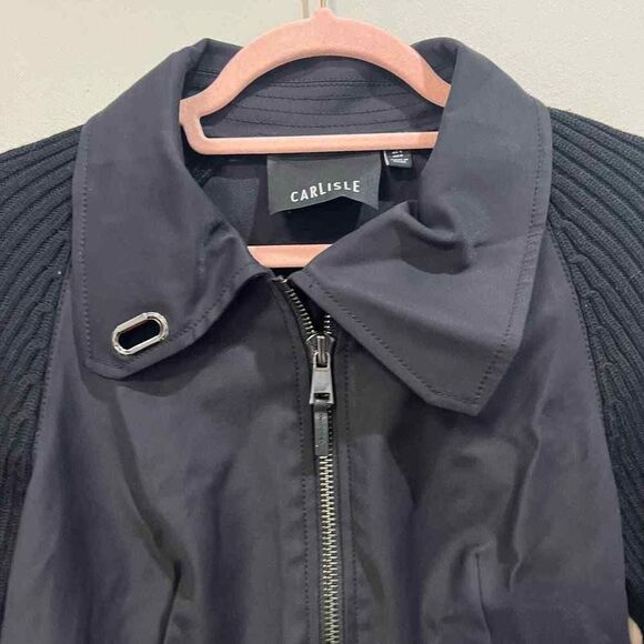 Carlisle black full zip collared fitted sweater moto jacket size 4 - Picture 12 of 12